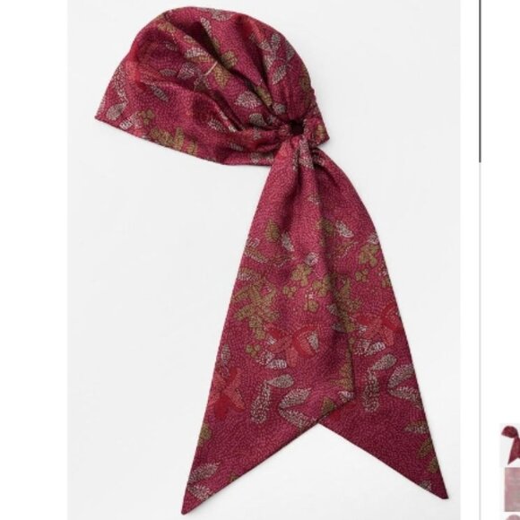 ZARA BURGUNDY FALL/WINTER THEME PRINT HEAD WRAP - Picture 1 of 7